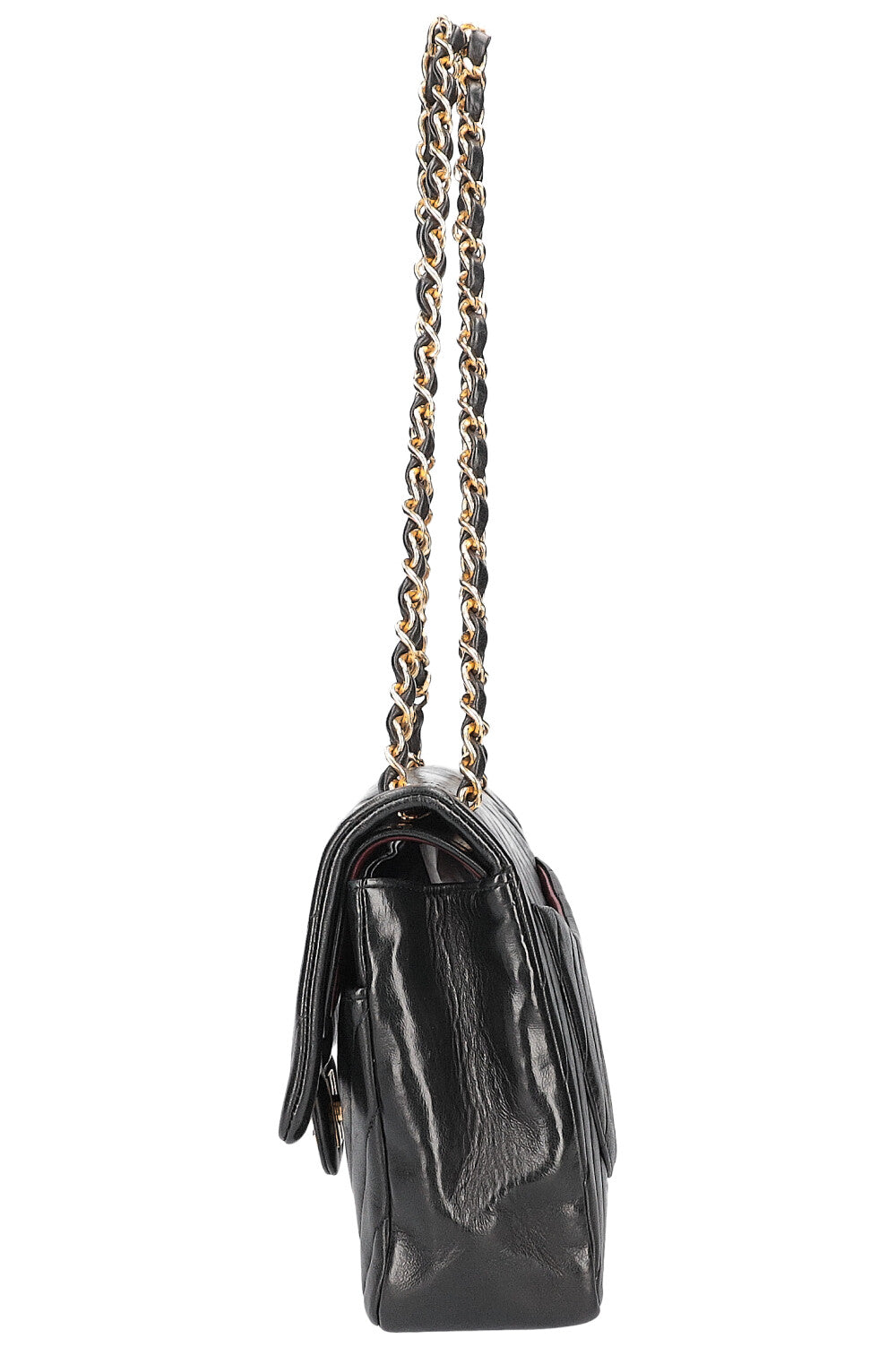 CHANEL Double Flap Bag Medium Chevron Black