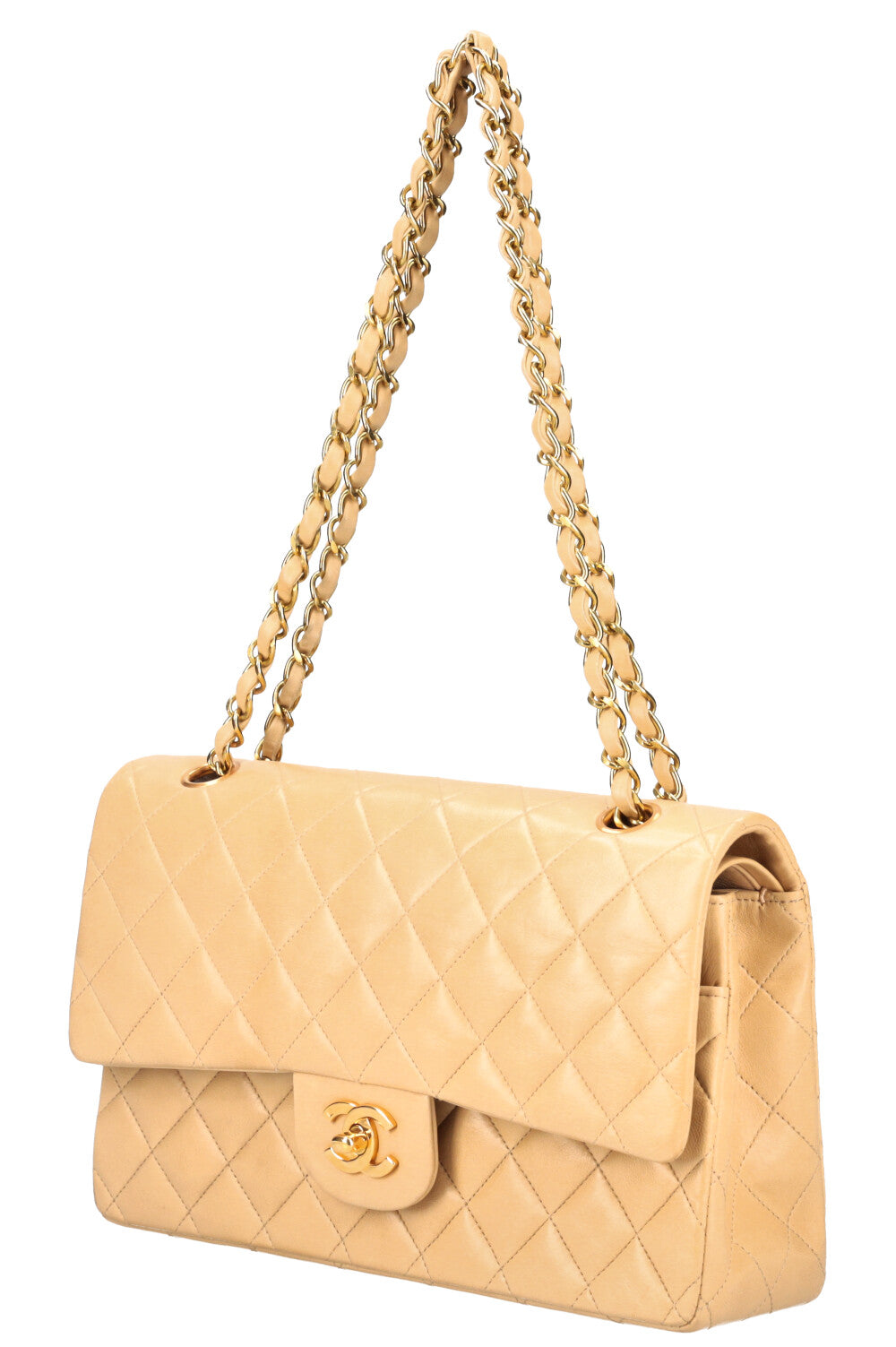 CHANEL Double Flap Bag Medium Beige