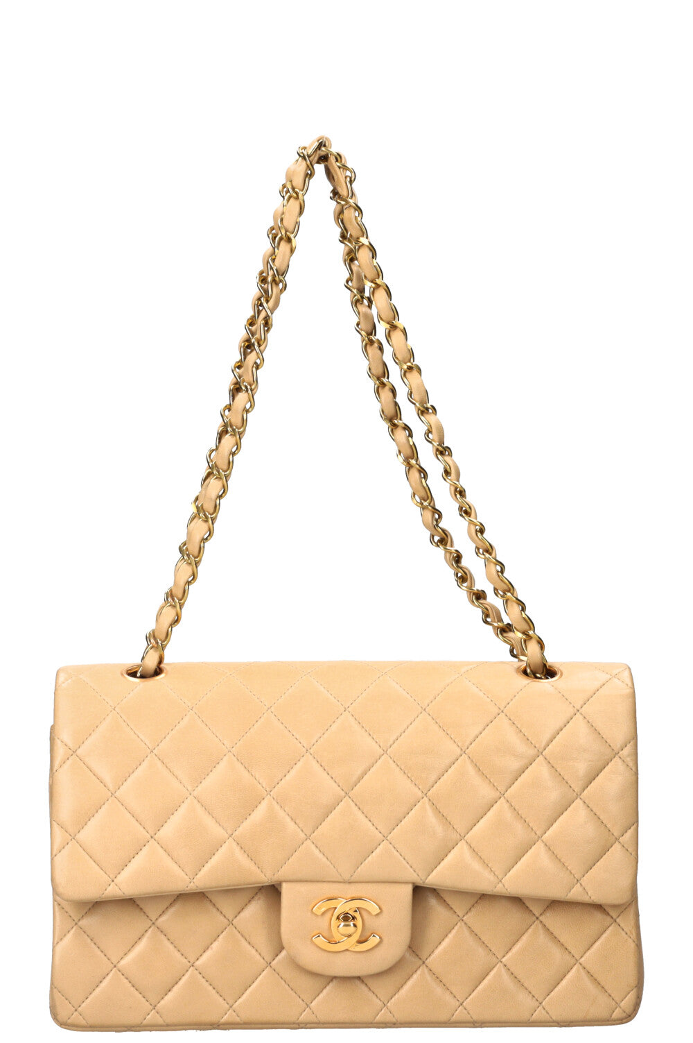 CHANEL Double Flap Bag Medium Beige