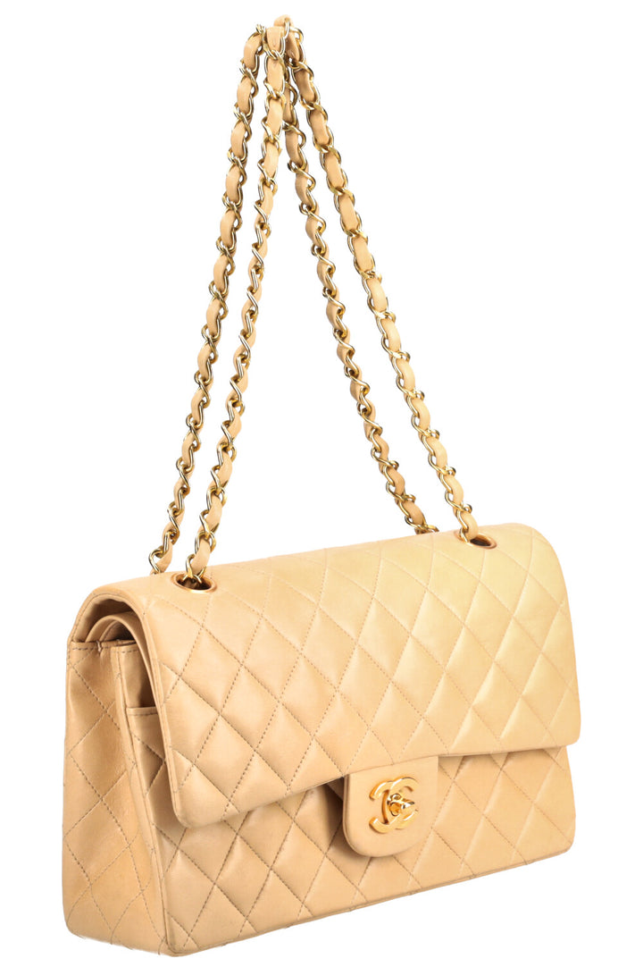 CHANEL Double Flap Bag Medium Beige