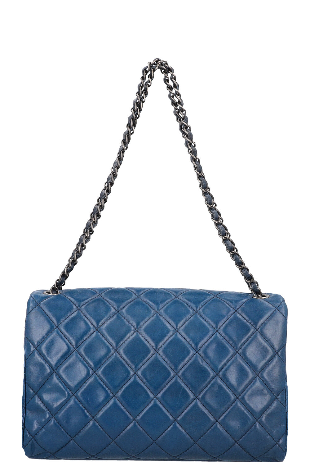 CHANEL Sac à rabat unique Bleu