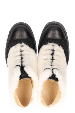 CHANEL Boots Rabbit Fur & Tweed Black & White