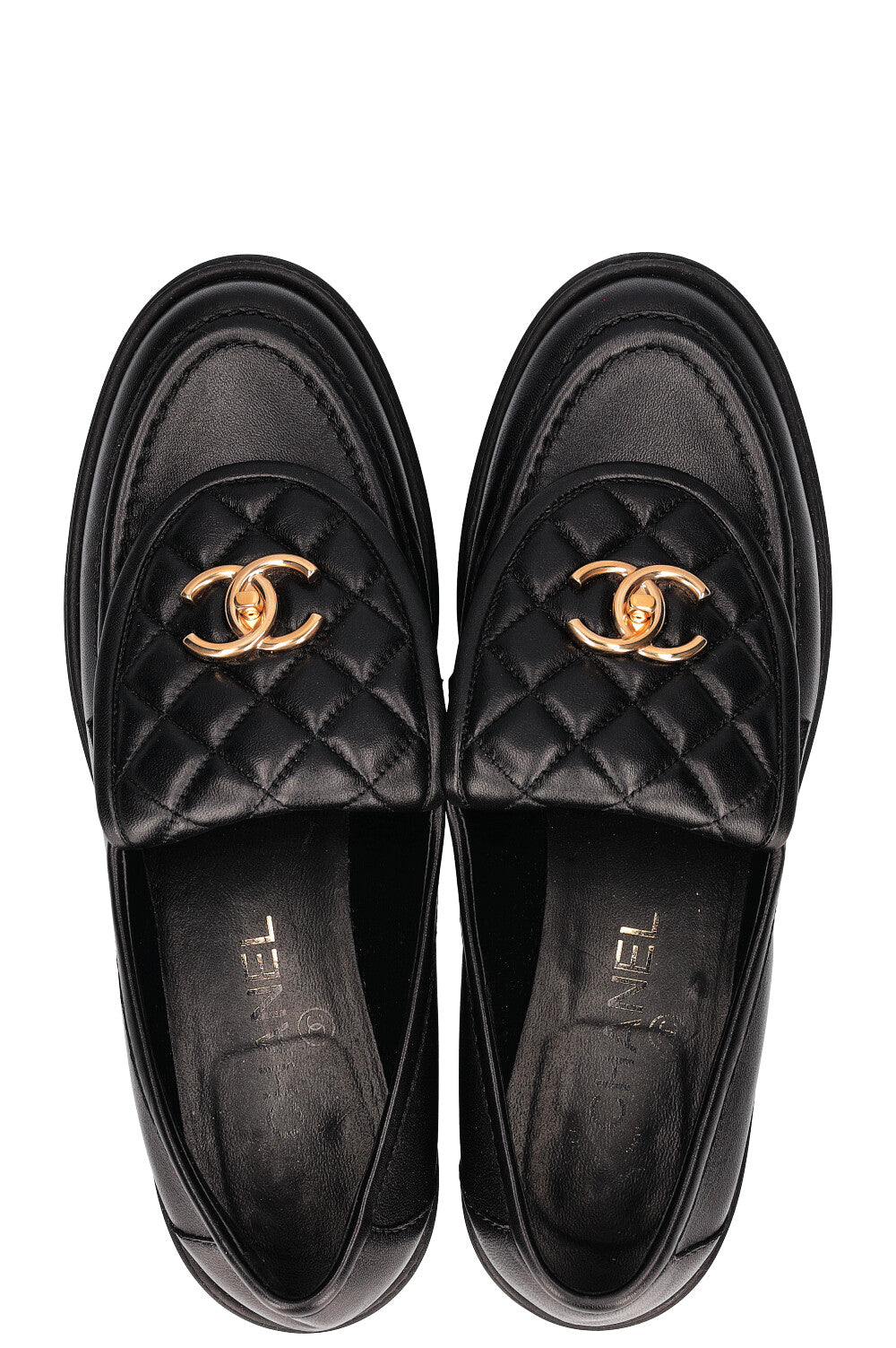 CHANEL Quilted Loafer Flats Black