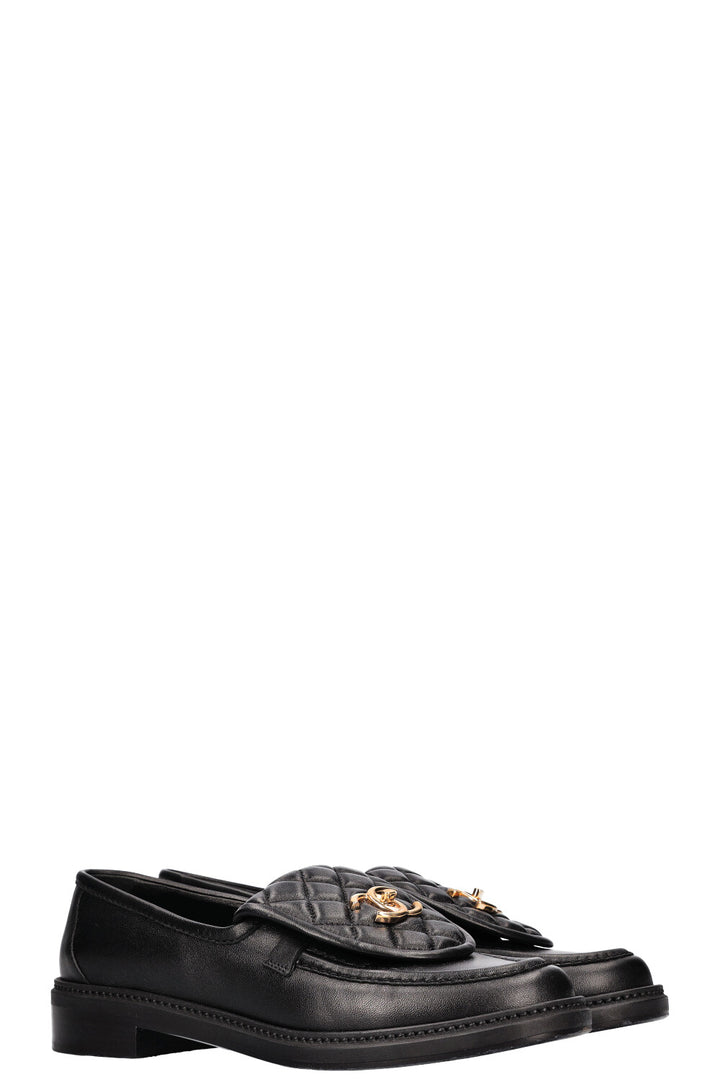 CHANEL Quilted Loafer Flats Black