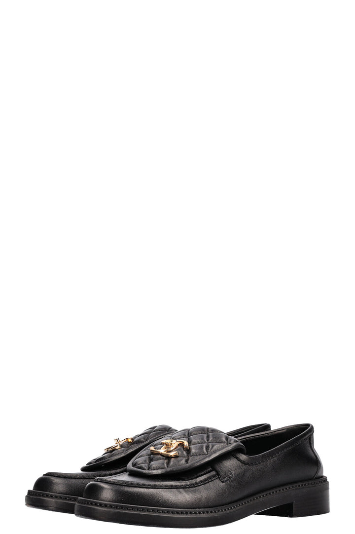 CHANEL Quilted Loafer Flats Black