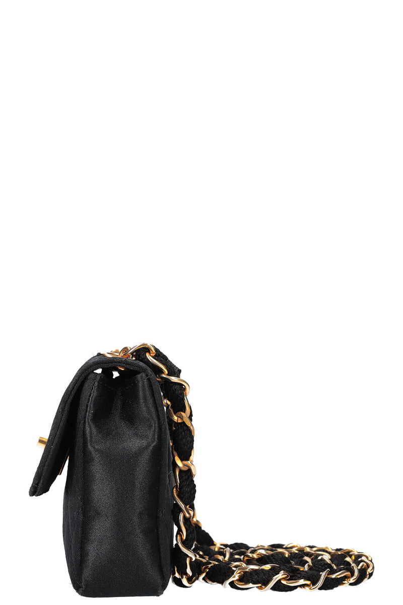 CHANEL Mini Flap Bag Satin Black