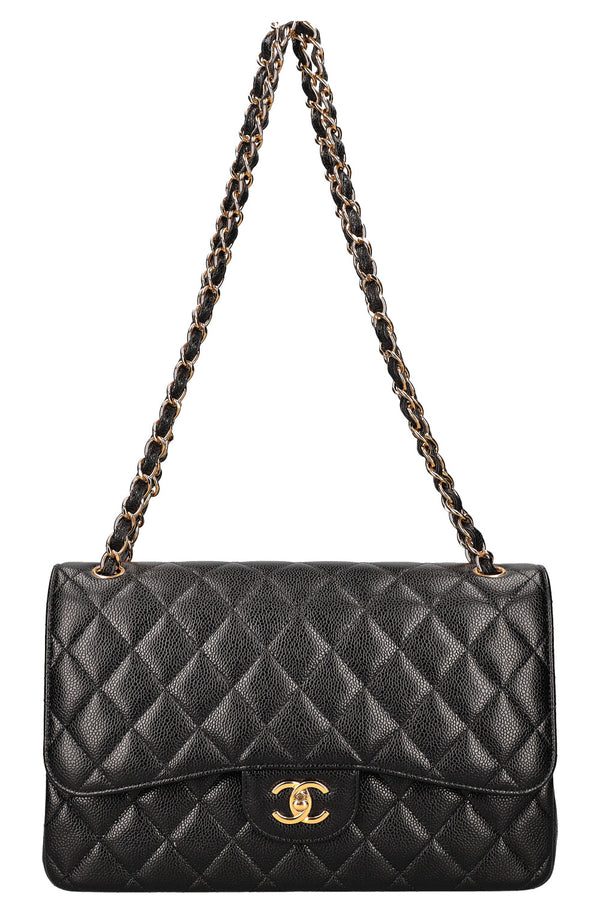CHANEL Double Flap Bag Large Caviar Black