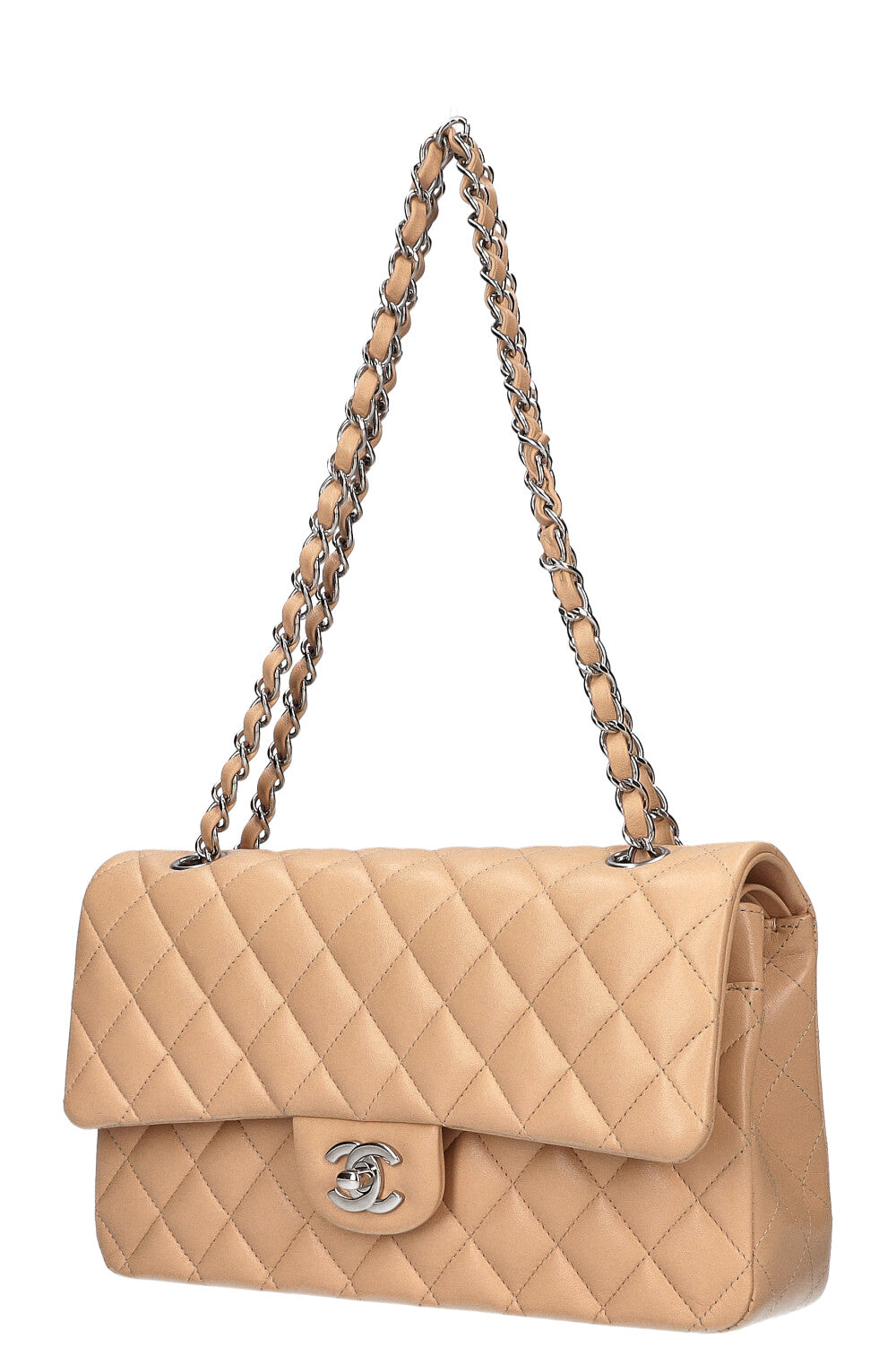 CHANEL Double Flap Bag Beige