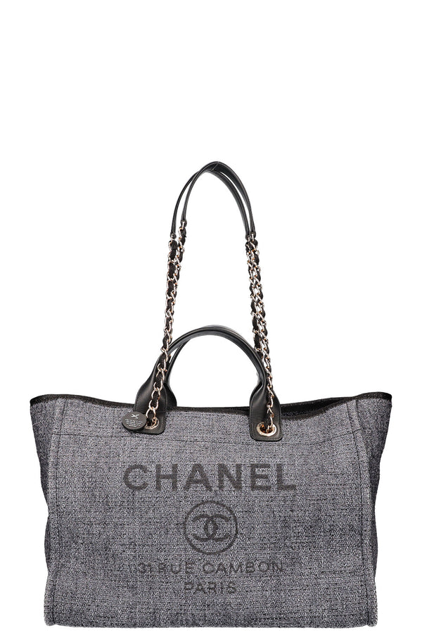 CHANEL Deauville Bag Canvas Blue