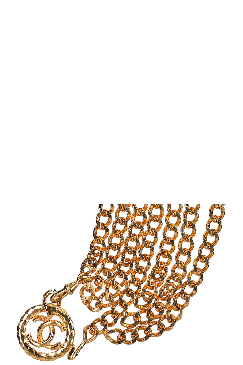 CHANEL Vintage Chain Belt with Pendant Gold