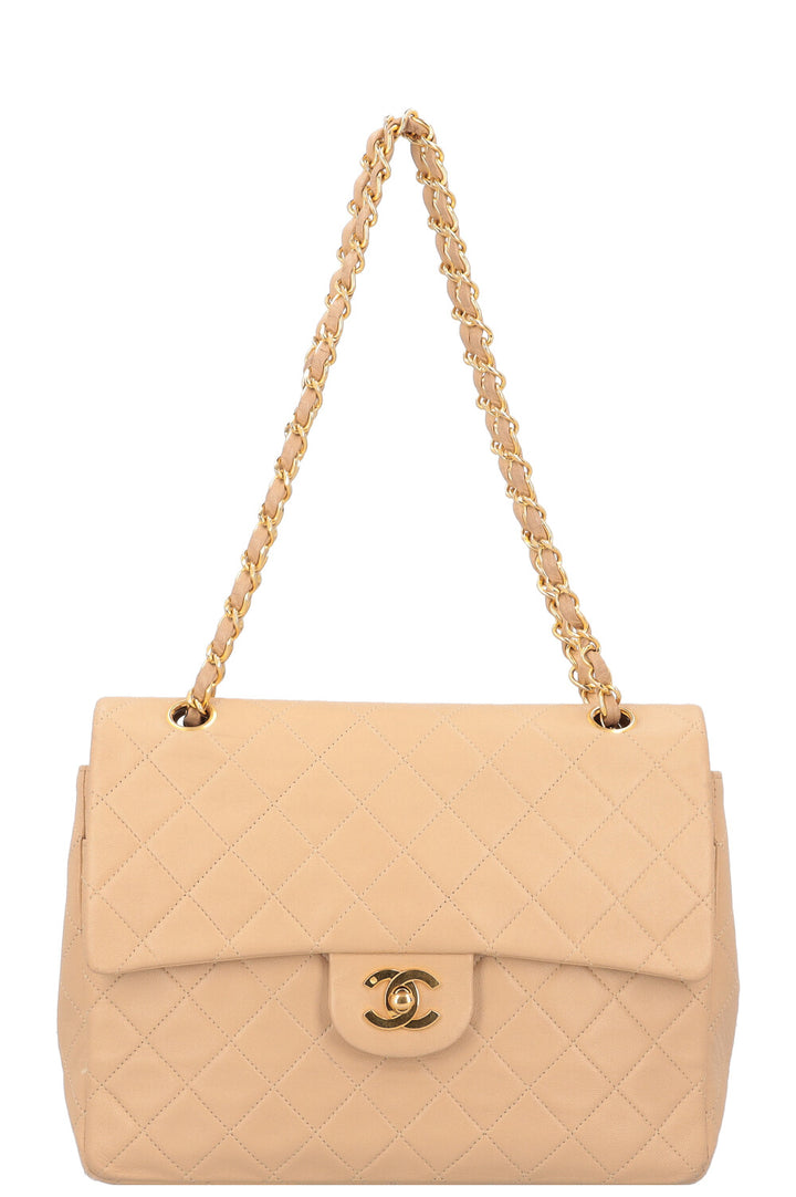 CHANEL Double Flap Bag Beige