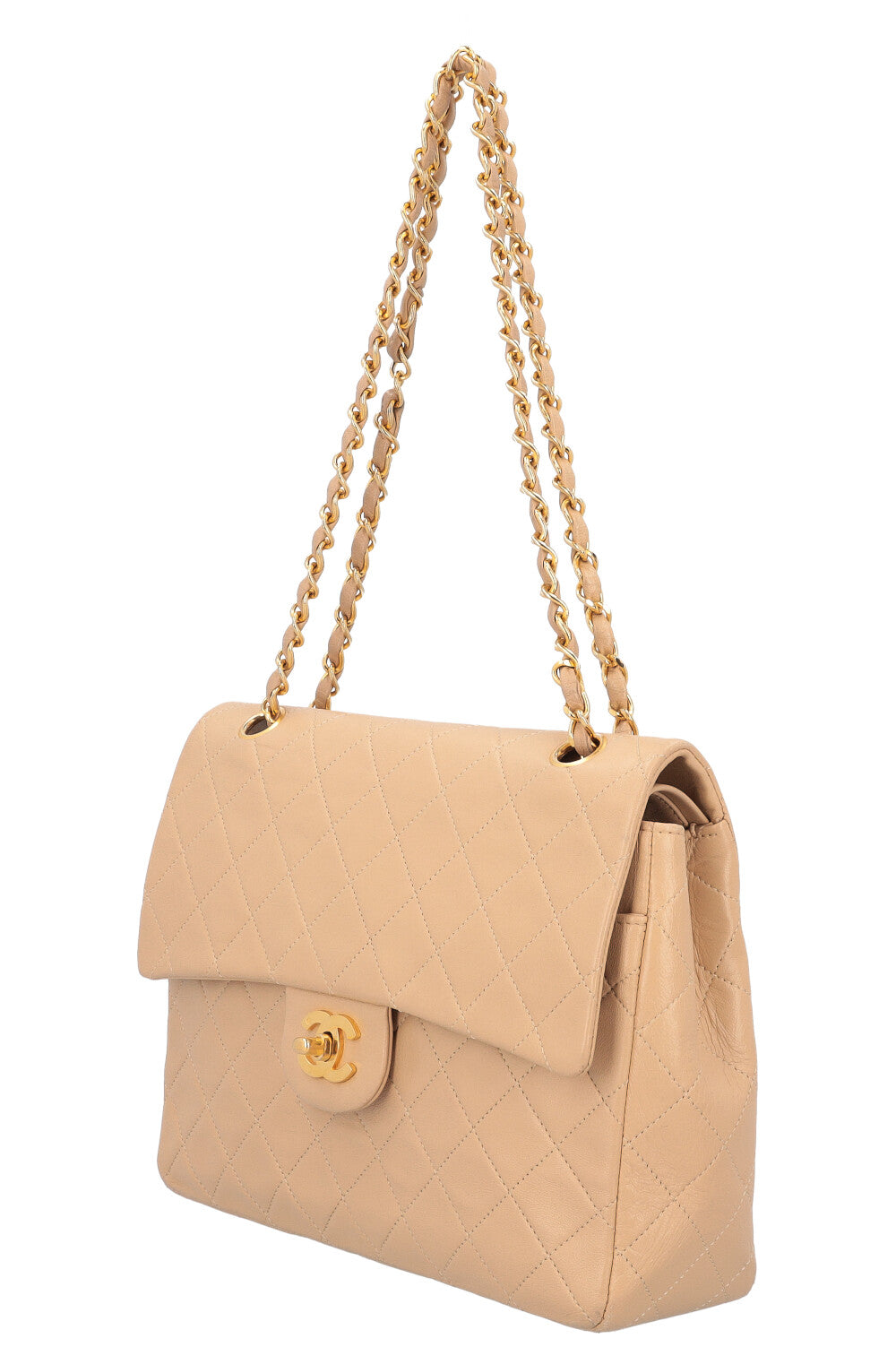 CHANEL Double Flap Bag Beige