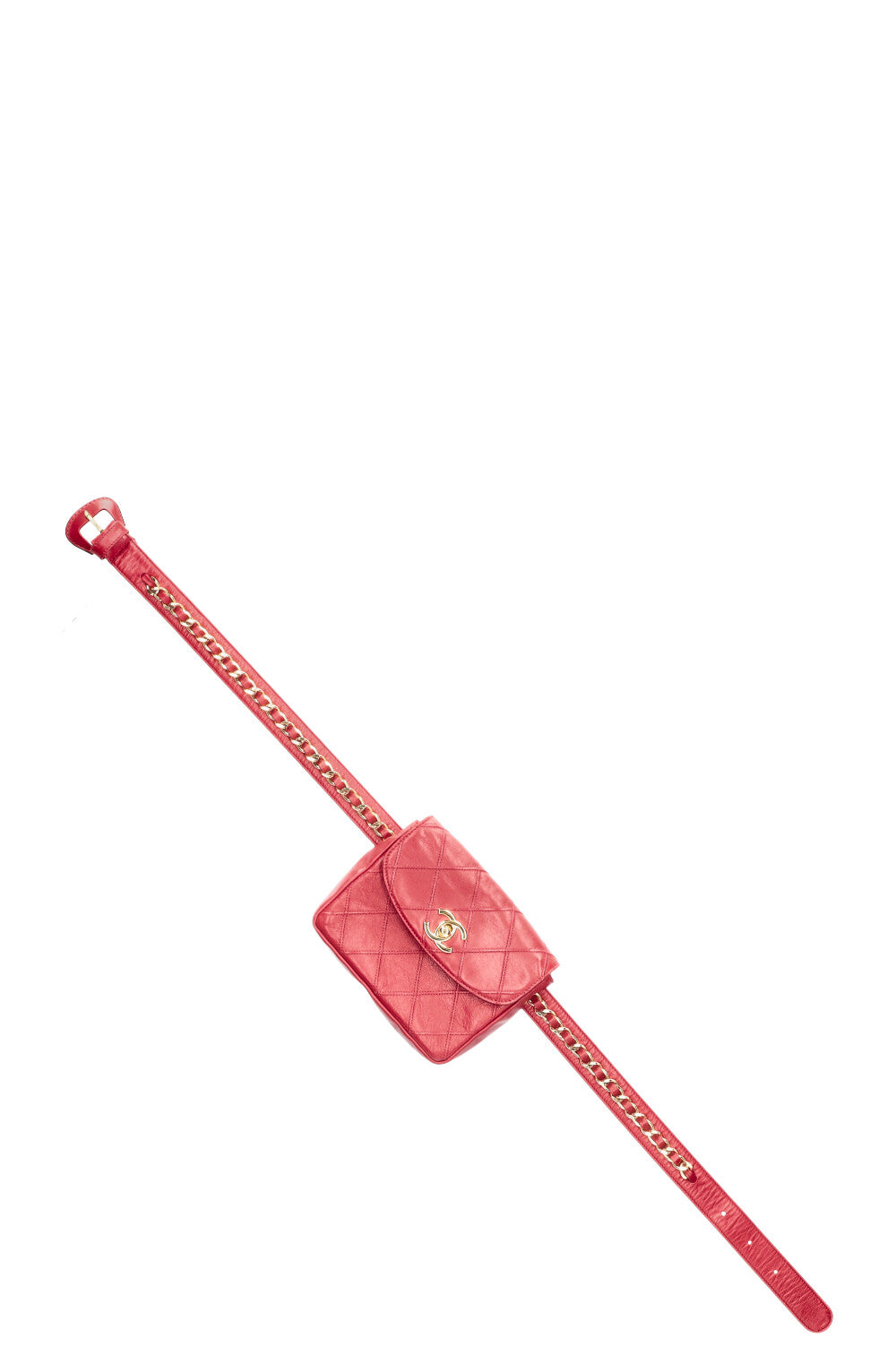 CHANEL Belt Bag Matelassé Red