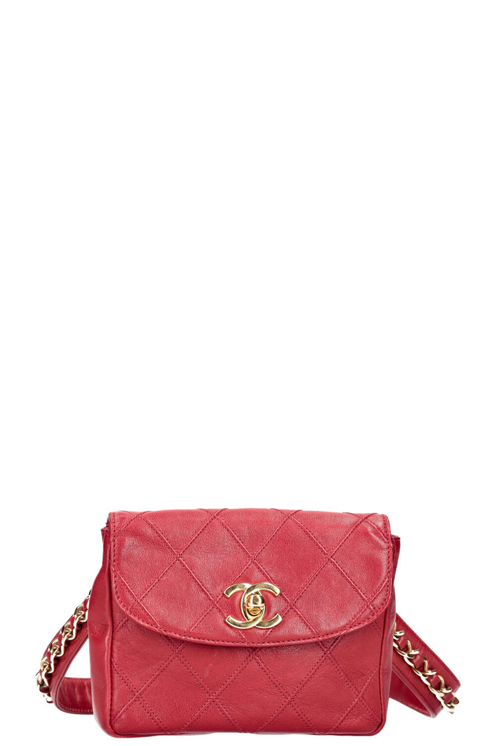 CHANEL Belt Bag Matelassé Red