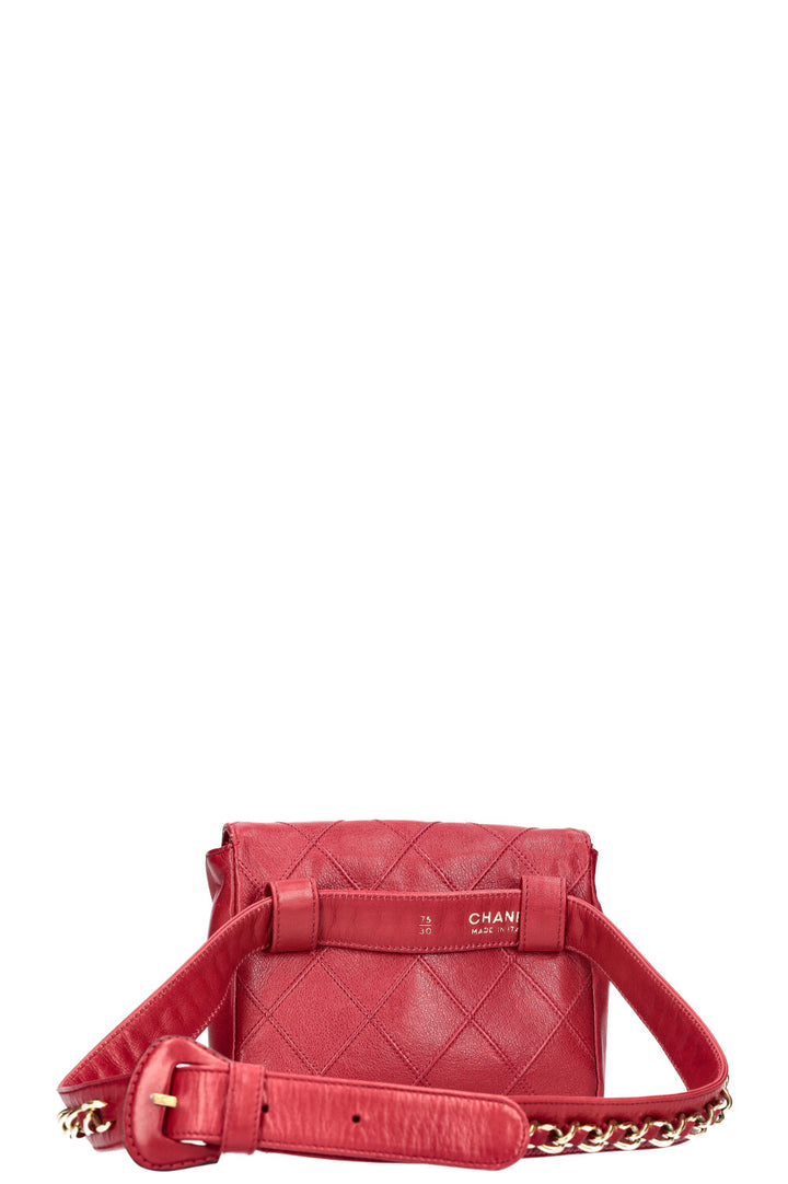 CHANEL Belt Bag Matelassé Red