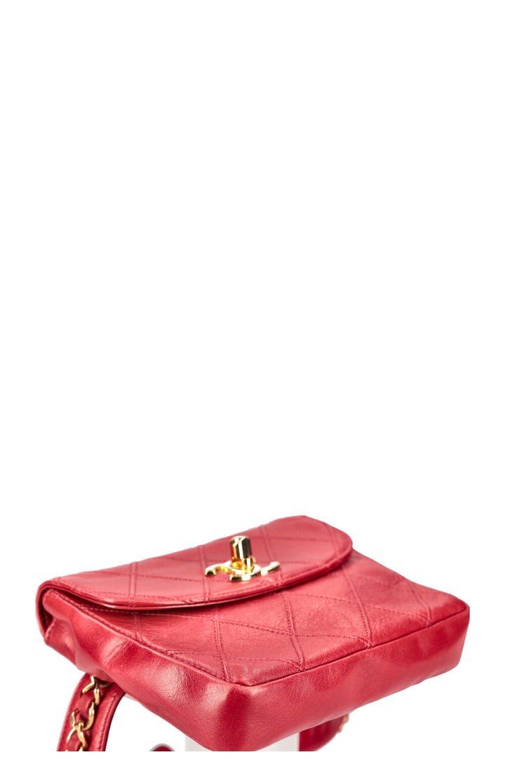 CHANEL Belt Bag Matelassé Red