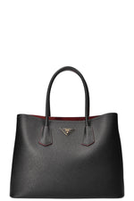 PRADA Large Double Tote Saffiano Black & Fiery Red