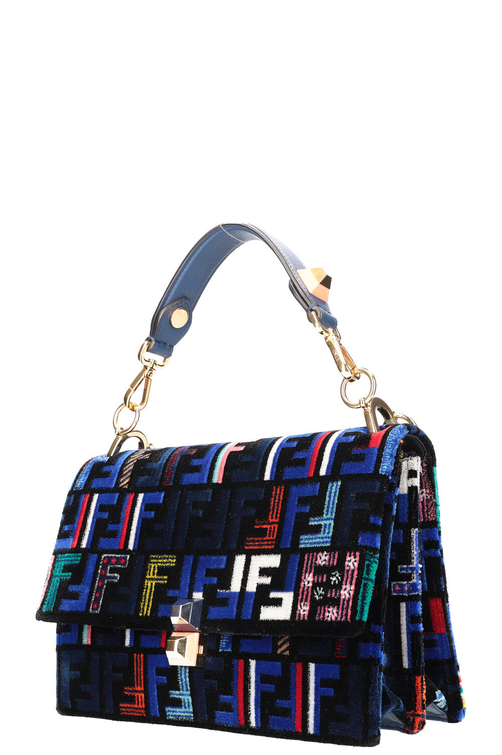 FENDI Kan I Sac Velours Bleu