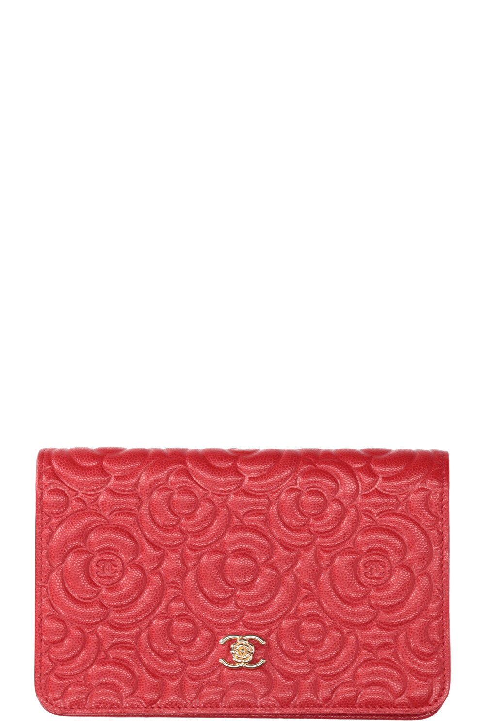 CHANEL WOC Camelia Caviar Red