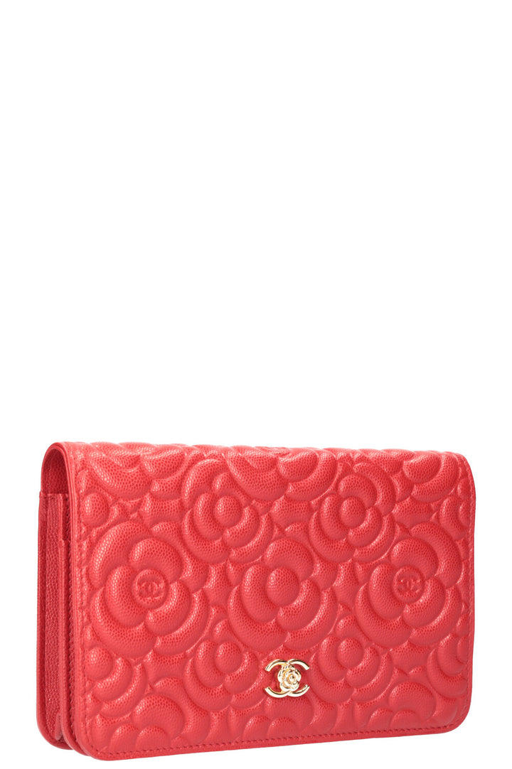 CHANEL WOC Camelia Caviar Red