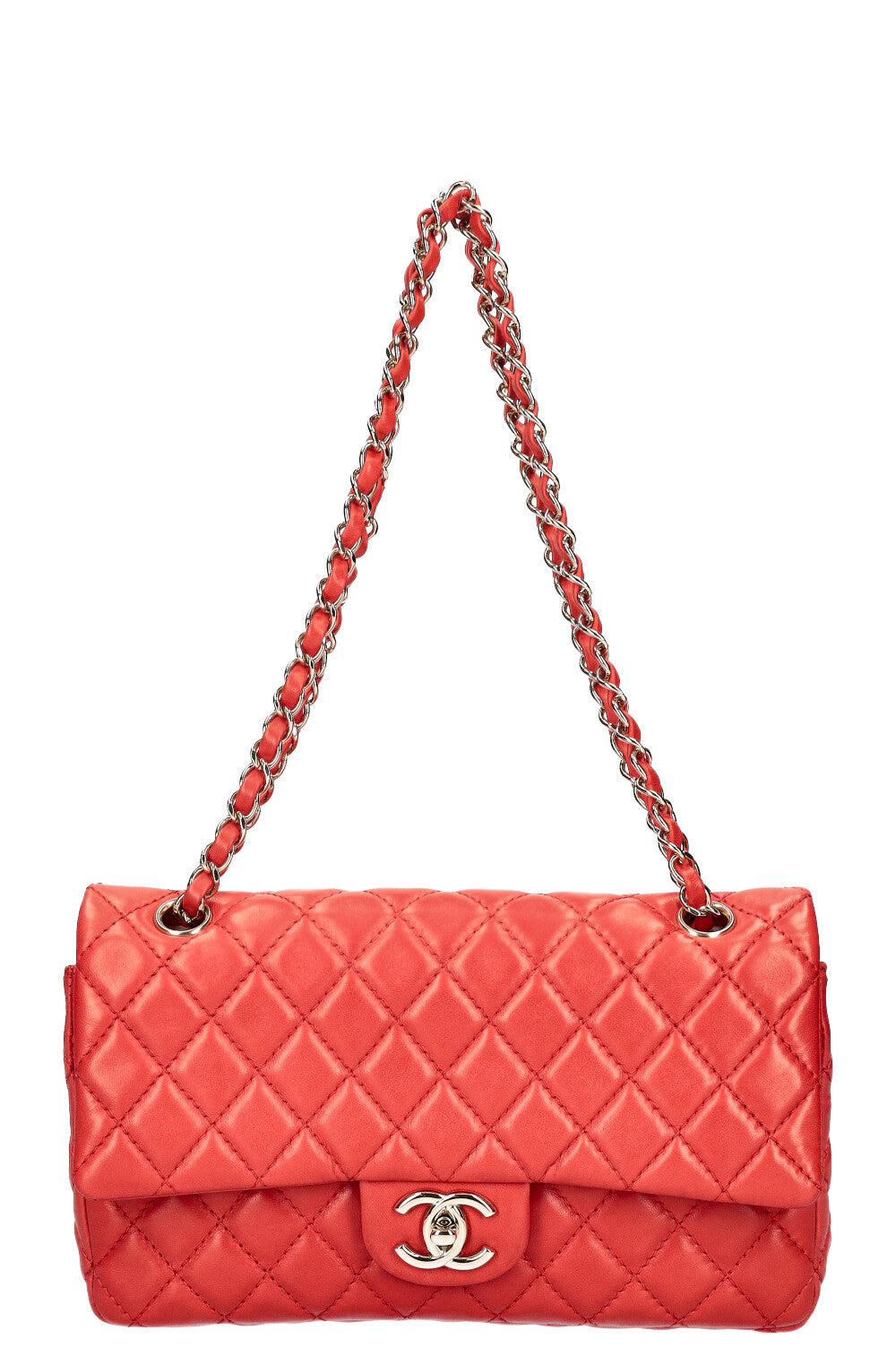 CHANEL Medium Double Flap Bag Lambskin Red