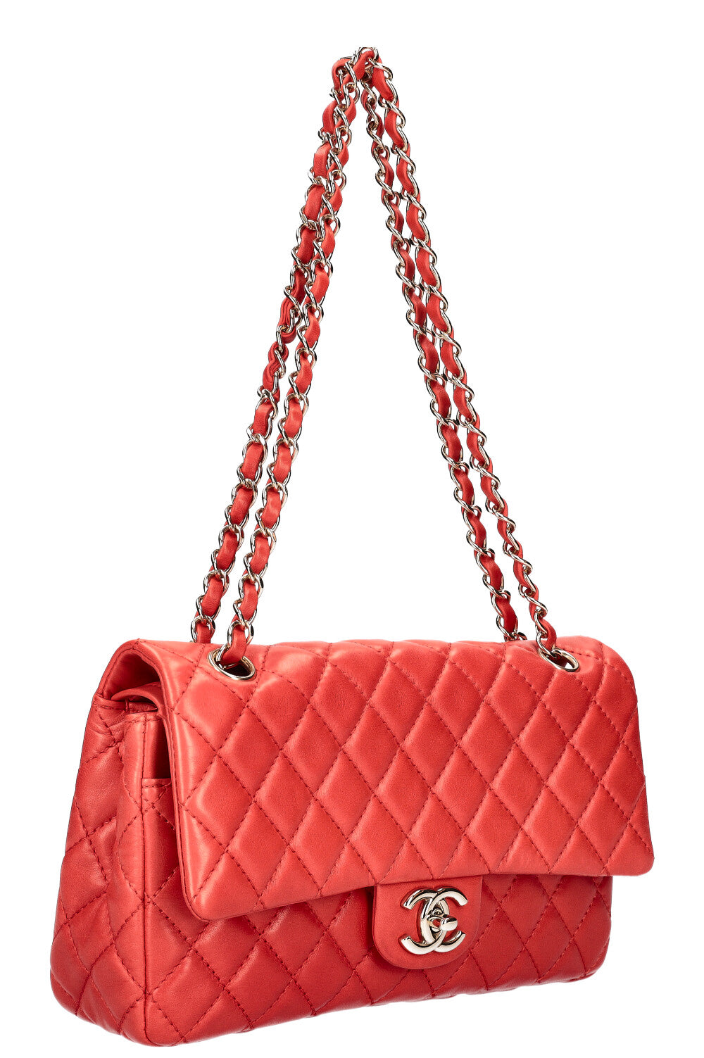 CHANEL Medium Double Flap Bag Lambskin Red