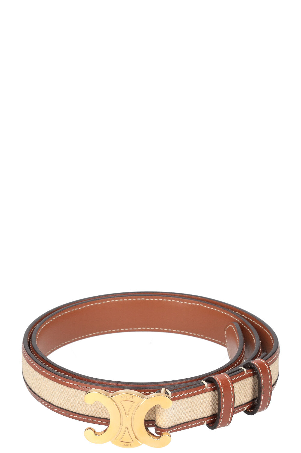 CELINE Triomphe Belt Canvas Tan