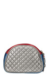 GUCCI Small Trapuntata Shoulder Bag Metallic Blue & Red