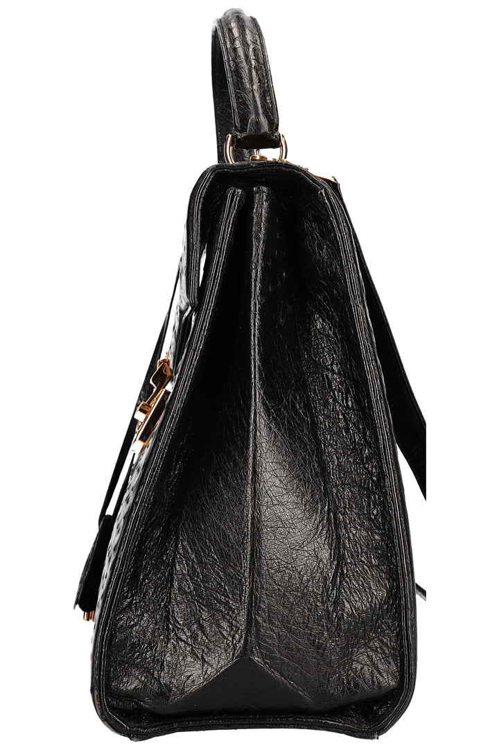 GUCCI Vintage Lady Lock Bag Ostrich Black