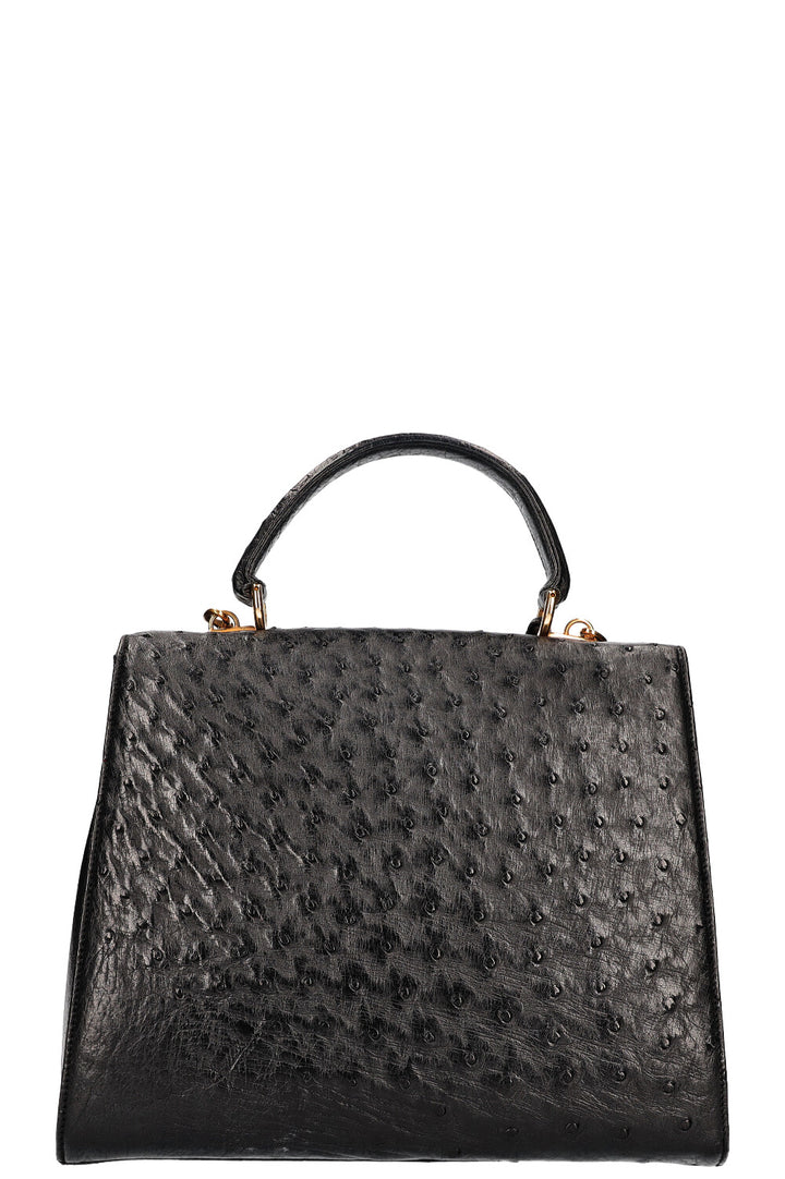 GUCCI Vintage Lady Lock Bag Ostrich Black