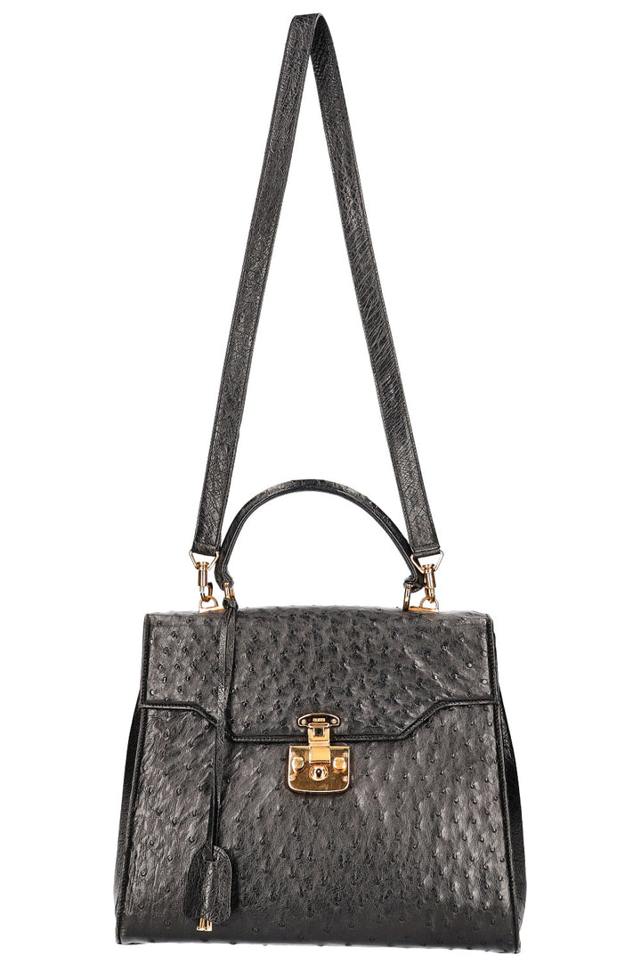 GUCCI Vintage Lady Lock Bag Ostrich Black