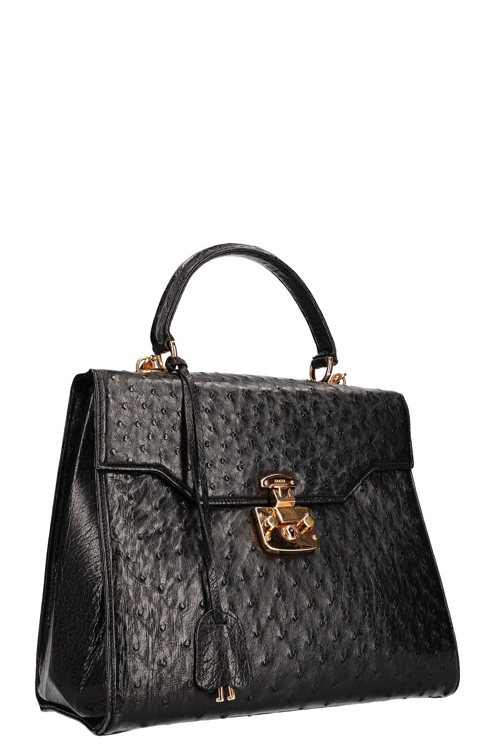 GUCCI Vintage Lady Lock Bag Ostrich Black