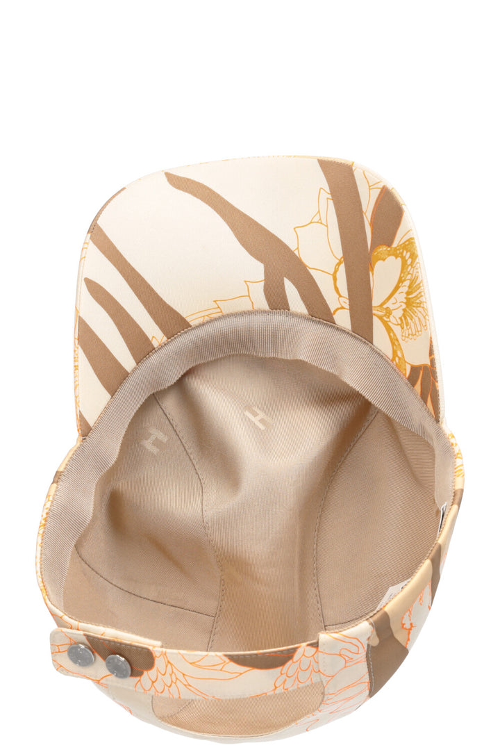 HERMÈS Davis Cap Silk Beige Orange