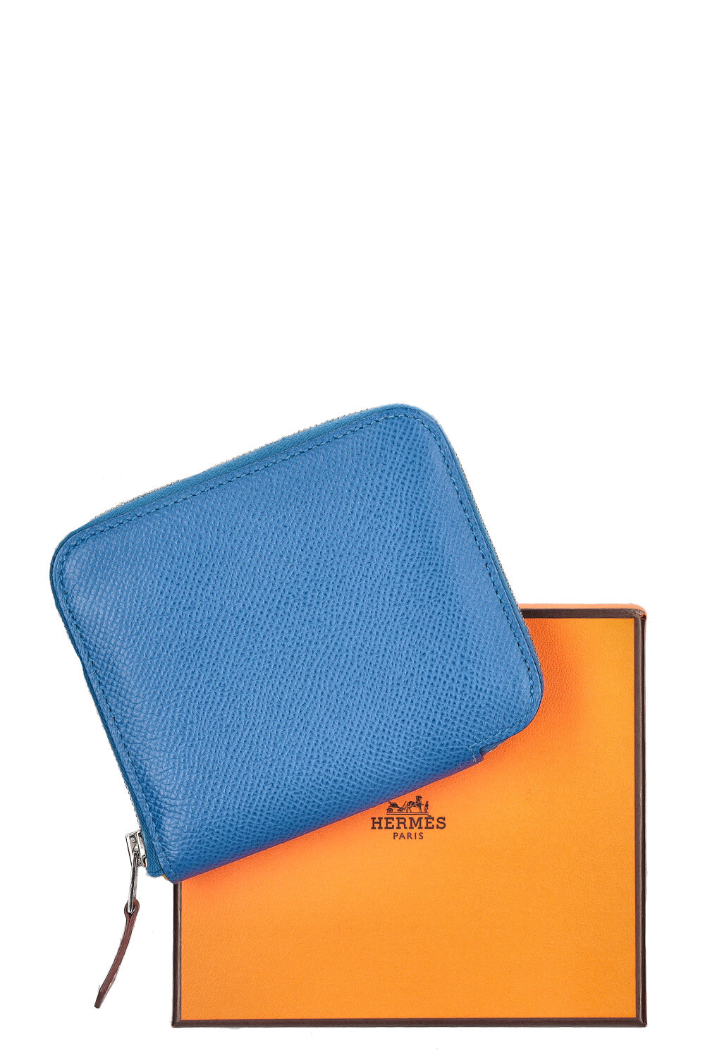 Portefeuille Rond HERMES Silk'In En Cuir Epsom Bleu - Occasion Fair+ - Pour Femme Ou Homme