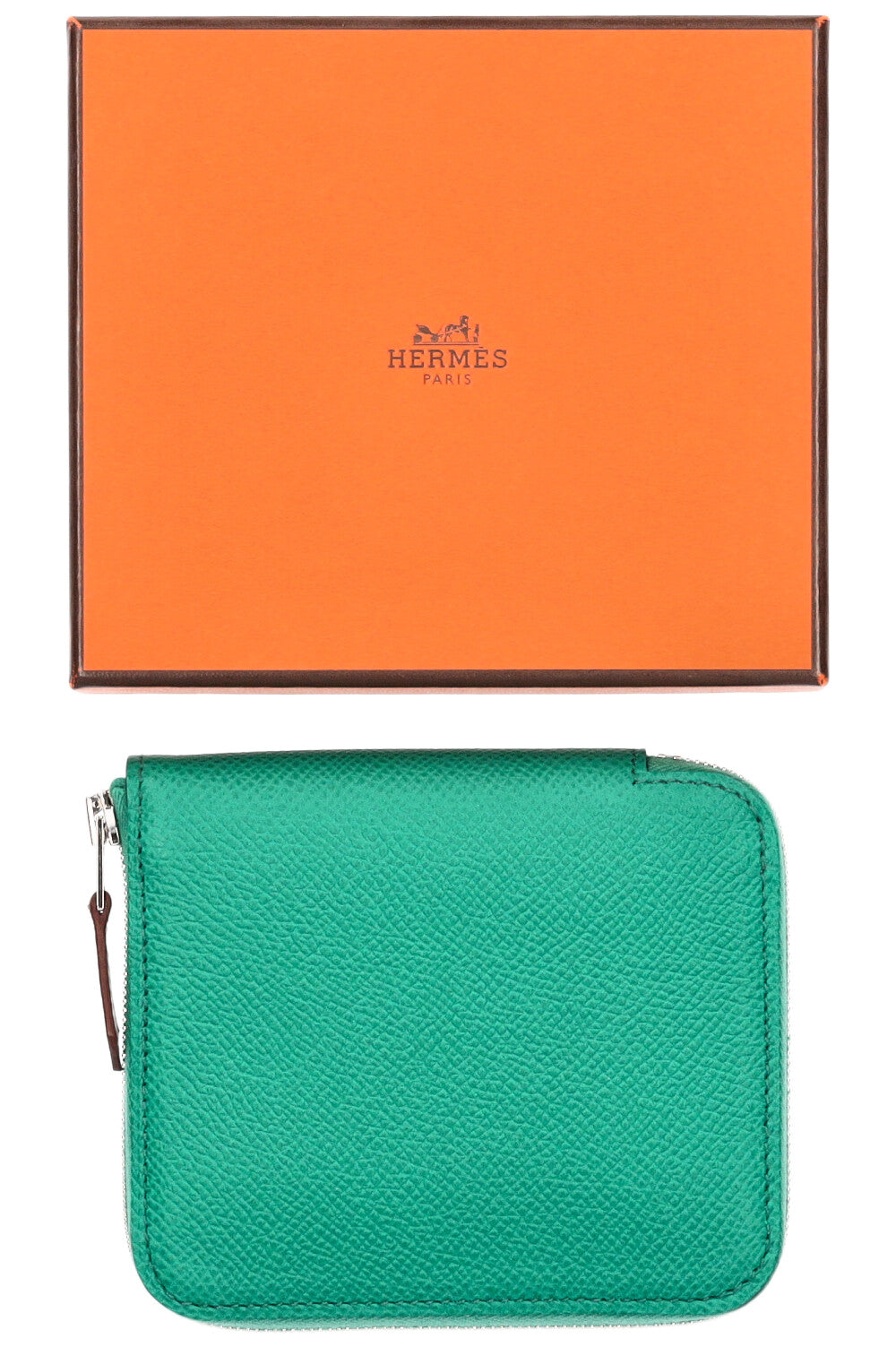 HERMÈS Silk'In Compact Wallet Epsom Green