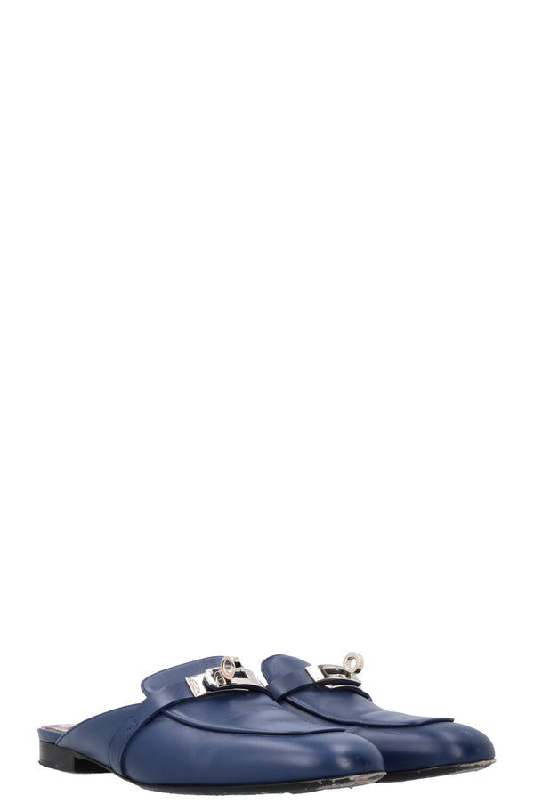 HERMÈS Oz Flats Leather Dark Blue