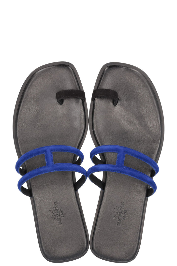 HERMÈS Georgia Sandals Black Blue