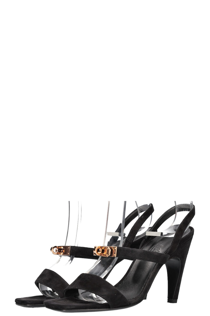 HERMÈS Kelly Glamour Sandals Suede Black 95