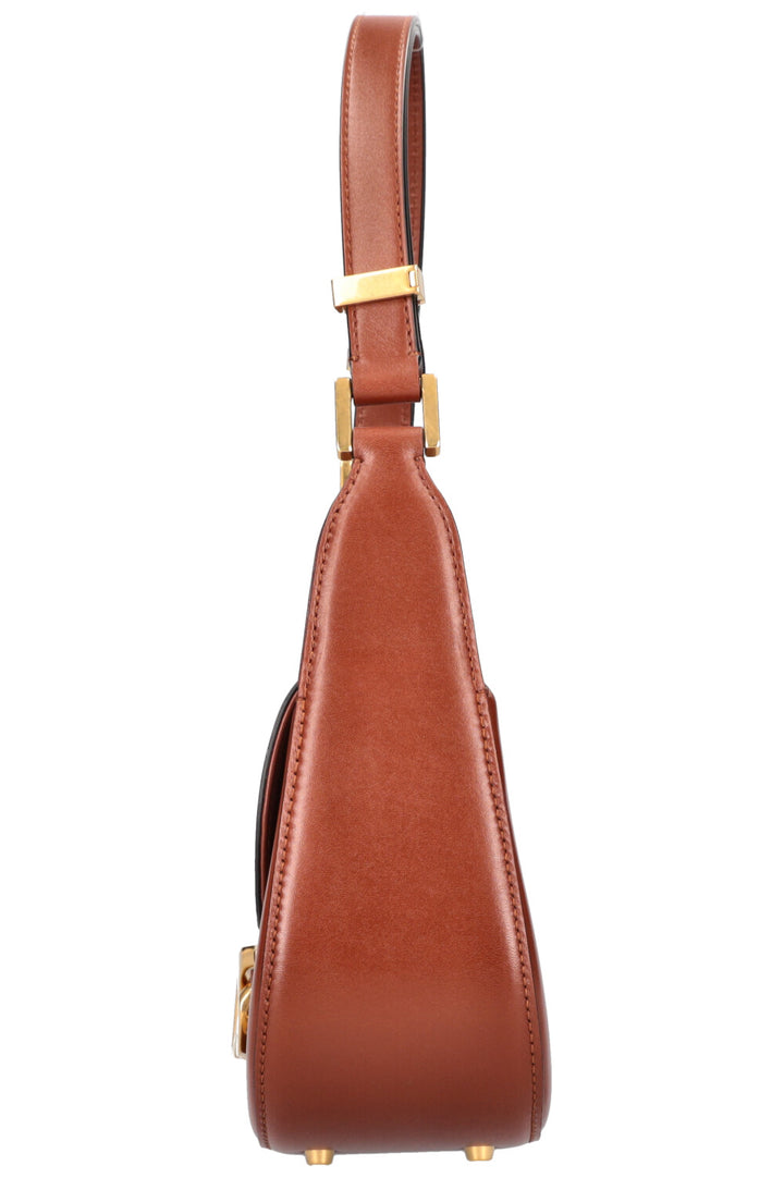 VALENTINO V Logo Chain Shoulder Bag Cognac