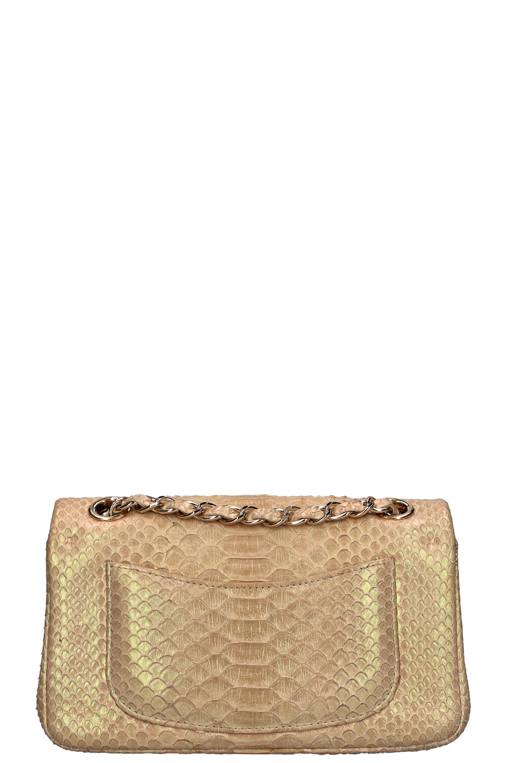 CHANEL Mini Sac à Rabat Simple Python Irisé Beige