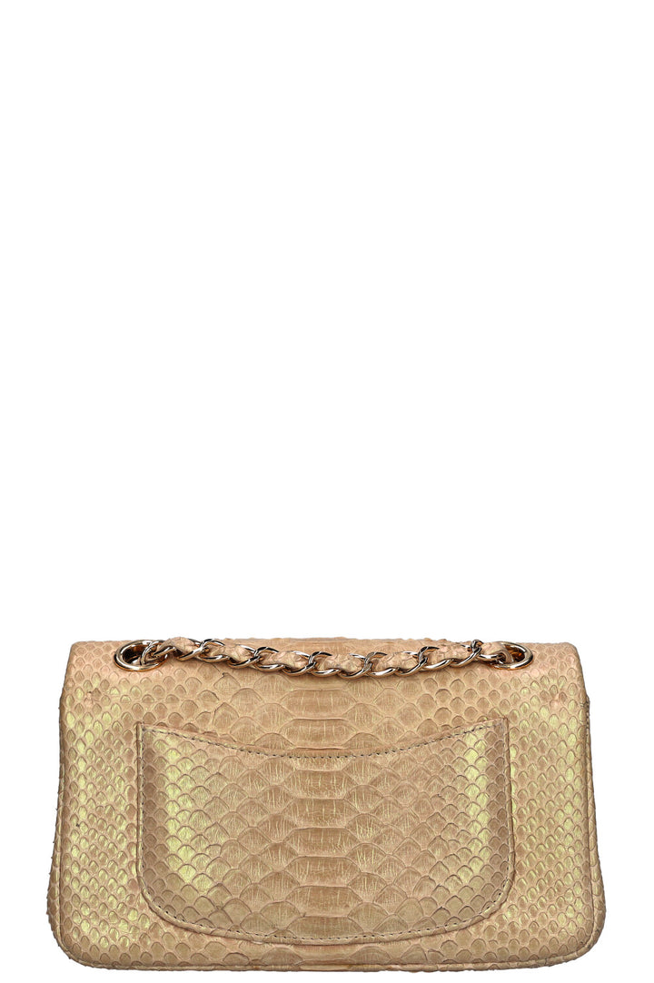 CHANEL Mini Sac à Rabat Simple Python Irisé Beige