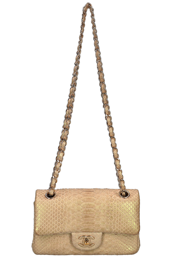 CHANEL Mini Sac à Rabat Simple Python Irisé Beige
