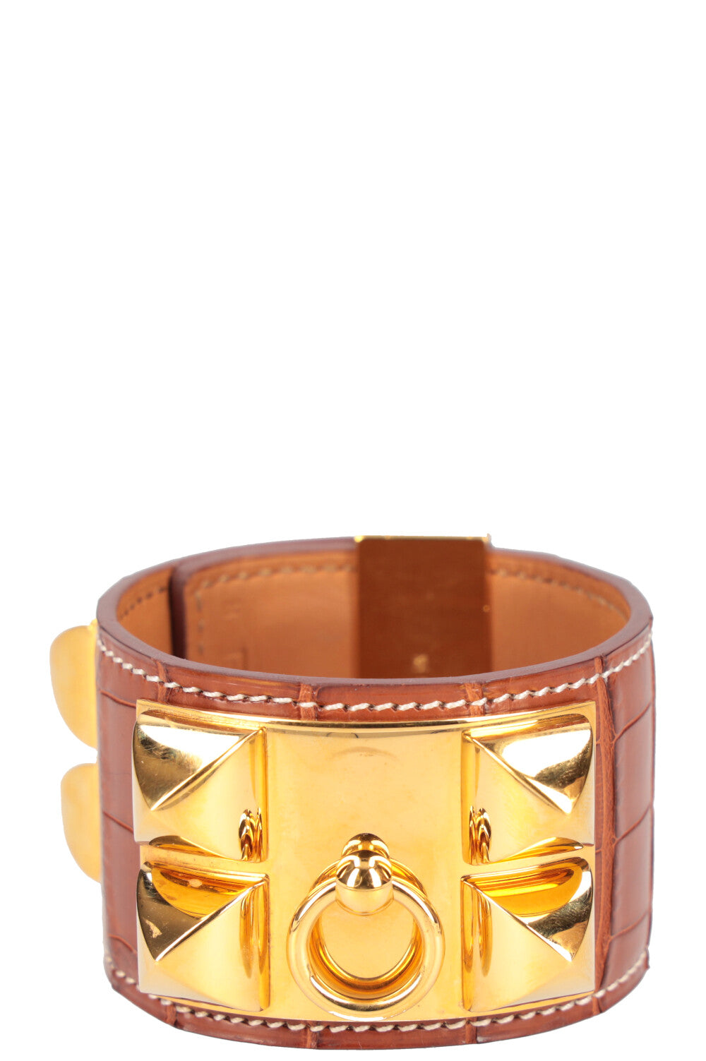 HERMÈS Collier De Chien Bracelet Alligator Brown