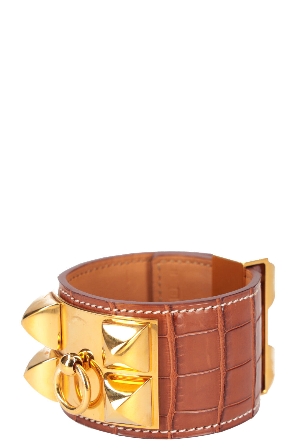 HERMÈS Collier De Chien Bracelet Alligator Brown