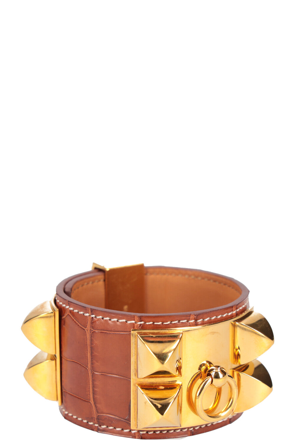 HERMÈS Collier De Chien Bracelet Alligator Brown