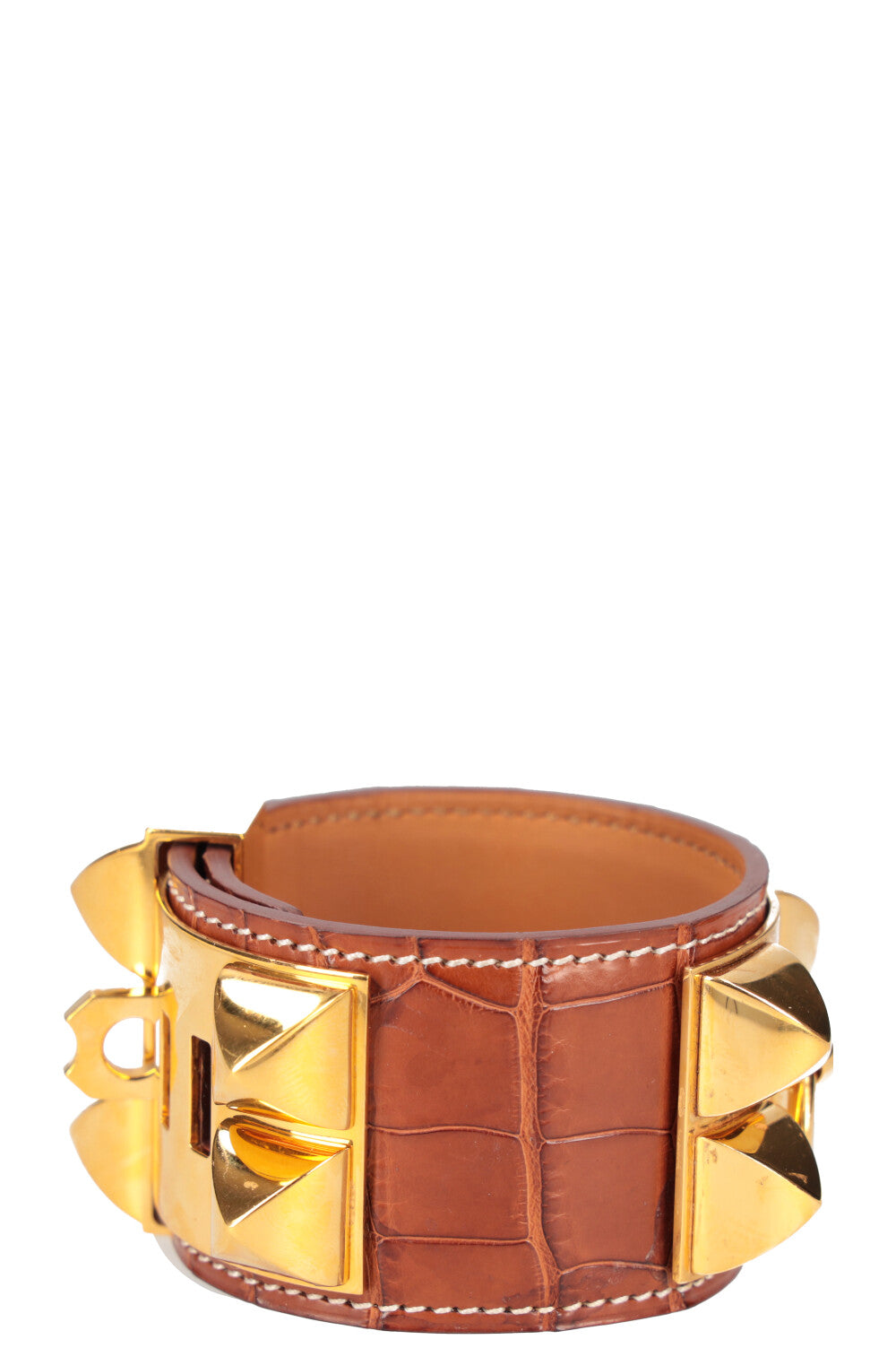 HERMÈS Collier De Chien Bracelet Alligator Brown