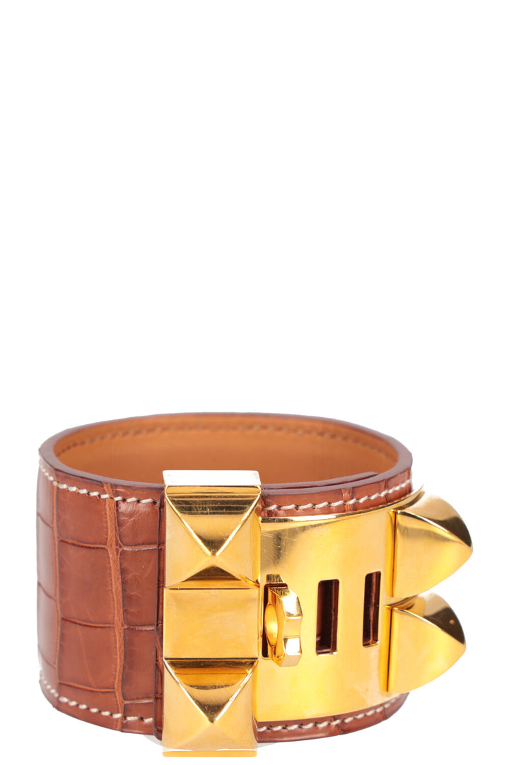 HERMÈS Collier De Chien Bracelet Alligator Brown