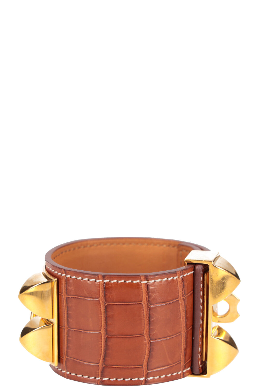 HERMÈS Collier De Chien Bracelet Alligator Brown