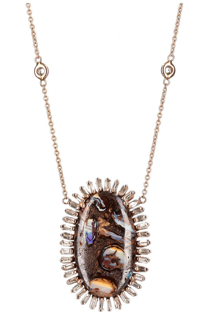 JACQUIE AICHE Opal Pendant 14k Diamond Necklace