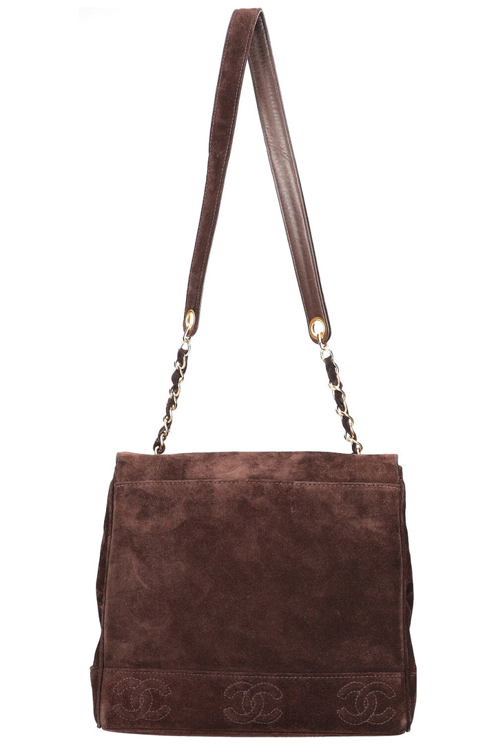 CHANEL Vintage Flap Bag Suede Brown